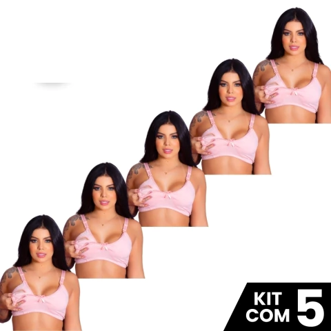 Kit 5 Sutiãs de Amamentação Cotton Confortável Prático Fecho Fácil Maternidade - Surreal Lingerie: Roupas para Gestantes, Amamentação e Lingeries