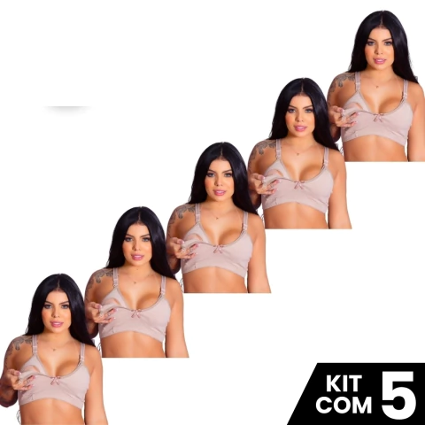 Kit 5 Sutiãs de Amamentação Cotton Confortável Prático Fecho Fácil Maternidade na internet
