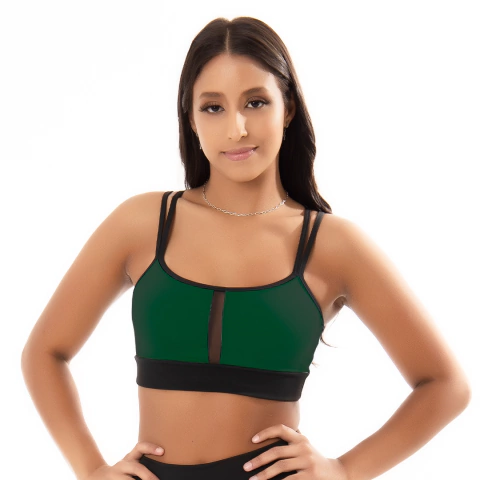 Top Fitness Suplex Detalhe em Tela Frontal Confortável Roupa de Academia Feminino Design Moderno - comprar online