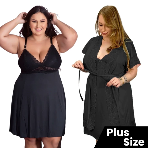 Kit Robe e Camisola Sexy Plus Size Sedutora Tamanho Grande Confortável - comprar online