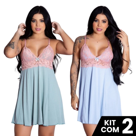 Kit 2 Camisolas Sexy Com Renda Elegante Sensual Sedutora Estilo Romântico Alças Reguláveis na internet