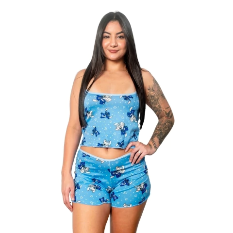 Baby Doll Short Cropped Estampado Microfibra Personagens Temático Design Divertido Roupa de Dormir Feminina - loja online