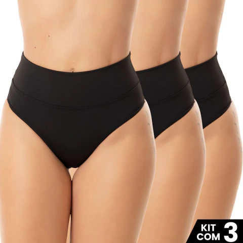 Kit 3 Calcinhas Cós Alto Suplex Feminina | Lingerie Confortável, Modeladora, Sem Marcação, Roupa Íntima Dia a Dia, Plus Size e Básica - comprar online