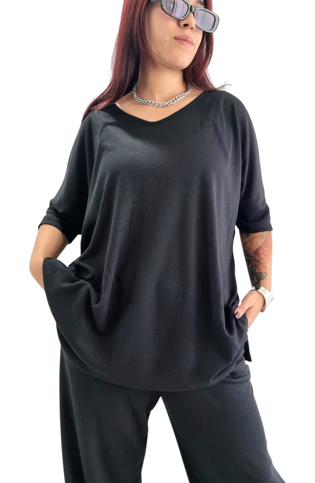 Remeron V Manga 3/4 Black (XL/XXL) WAFFLE