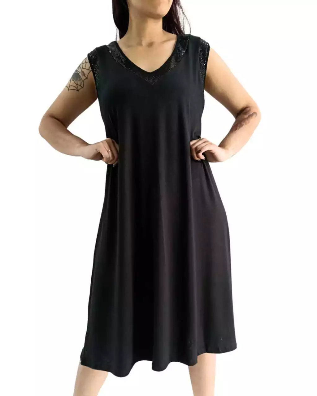 Vestido AMPLIO Largo TOTAL BLACK SHINE (XXL)