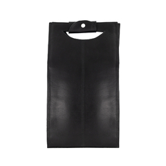 Bolsa de piel para dos botellas de vino con asa.