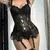 CONJUNTO ELEGANTE COM CORSET DE RENDA, CALCINHA FINA E MEIAS SOFISTICADAS - loja online