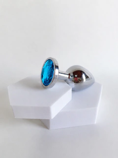 PLUG ANAL DE AÇO INOXIDÁVEL CÔNICO COM CRISTAL ARREDONDADO SEXY IMPORT AZUL TAMANHO M - comprar online