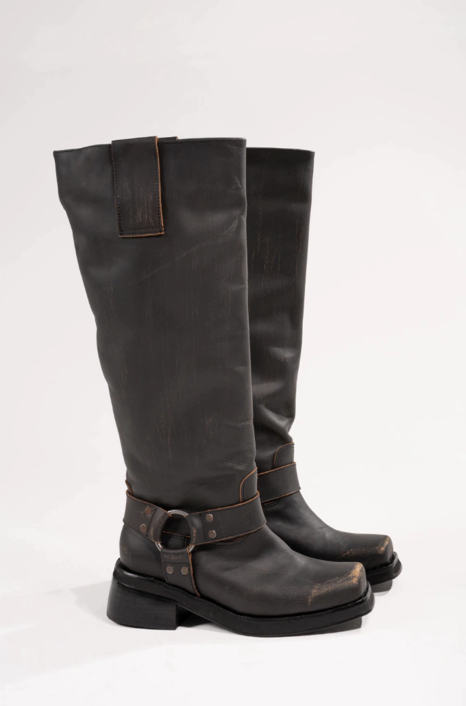 Biker Cuero Amalia - Cuero negro gastado