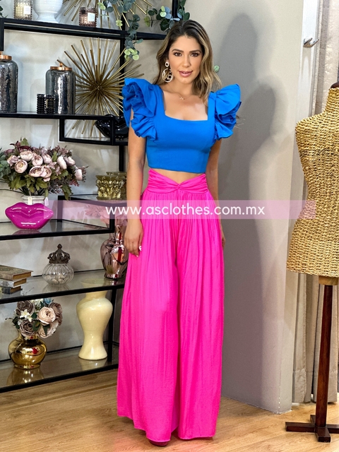 Blusa crop ruffles en mangas 2 colores Y22537
