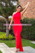 MAXI DRESS UN HOMBRO ESCOTE DRAPEADO ESPALDA TELA CRUZADA C4839 - comprar en línea