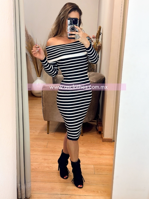 MIDI DRESS A LOS HOMBROS MANGA LARGA