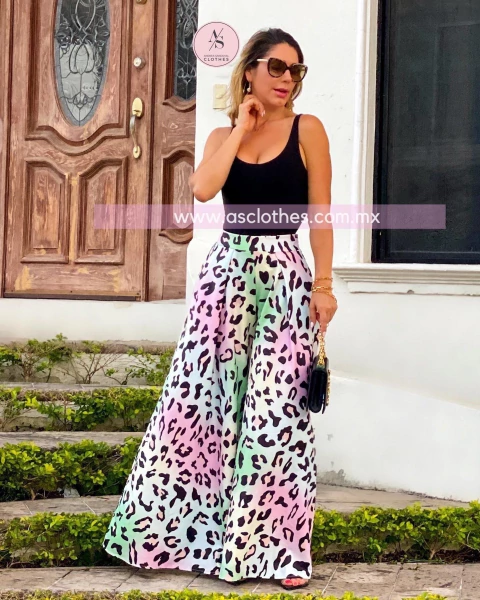 PANTALON PATA ELEFANTE LEOPI ANIMAL P COLORES