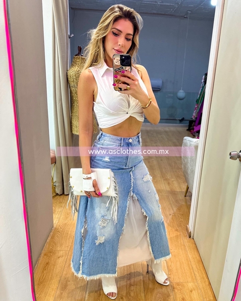 MIDI FALDA DENIM CON TUL (S5029)