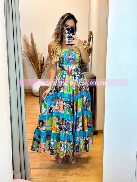 MAXI DRESS TIRANTES OLANES PRINT