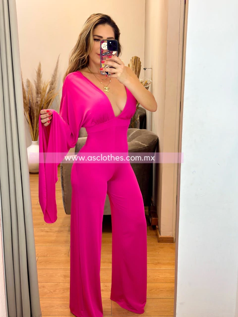 PALAZZO UNA MANGA UN TIRANTE FUCSIA (J30599)