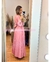 MAXI DRESS MAGA LARGA ESCOTE CRUZADO TABLONES Y CINTO - Asclothes