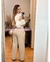 PANTALON DE VESTIR CON CINTURA BLANCA - Asclothes
