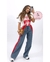 PANTALON MEZCLILLA LINEAS BLANCAS COMBINADO COLOR - comprar en línea