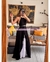 PALAZZO HALTER BICOLOR TABLONES Y PERLAS - tienda en línea