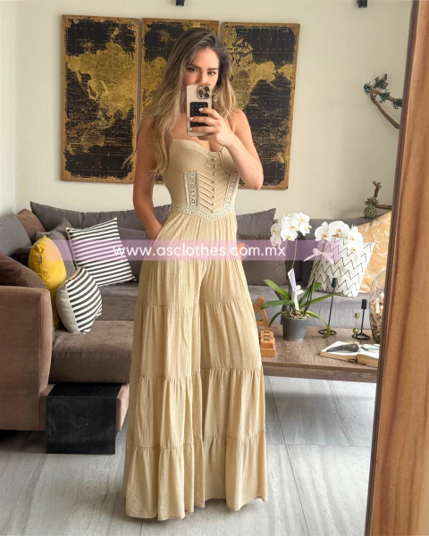 PALAZZO PATA DE ELEFANTE CON DETALLES ENCAJE EN CINTURA - comprar en línea