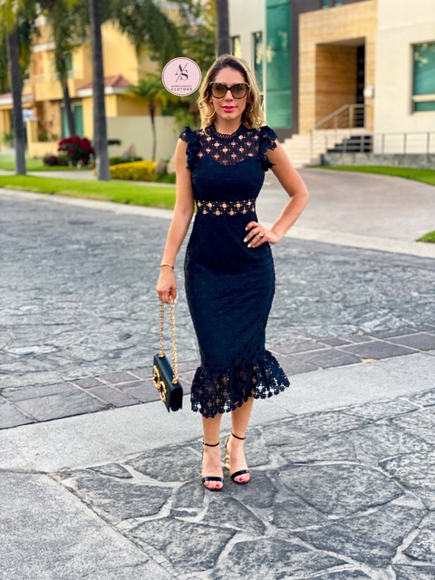 MIDI DRESS GUIPUR FORRADO