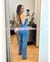 PALAZZO STRAPLESS DENIM CON FLOR 3D Y PIEDRAS - comprar en línea