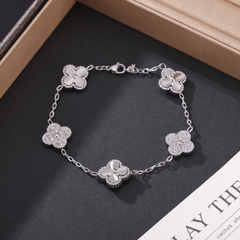 Pulsera trebol plata incrustaciones