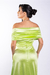 Vestido Talita Acetinado Prada Manga Versátil Verde Lima Ombro à Ombro Longo Festa na internet