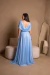 Vestido Rayane De Tul Brillante Azul Cielo - Fiesta Largo - Lady Style Atacado