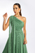 Vestido Izabel Tule sem Brilho Verde Oliva- Um ombro só - Madrinha - Lady Style Atacado