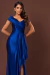Vestido Patrícia Acetinado Longo Festa Azul Royal en internet