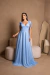 Vestido Rayane De Tul Brillante Azul Cielo - Fiesta Largo