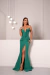 Vestido Ana Júlia Alfaiataria Longo Detalhe Flor Fenda Lateral Verde Bandeira