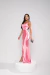 Vestido Angélica Acetinado Alças Grossas com Fenda Lateral Longo Festa Rosa Candy en internet