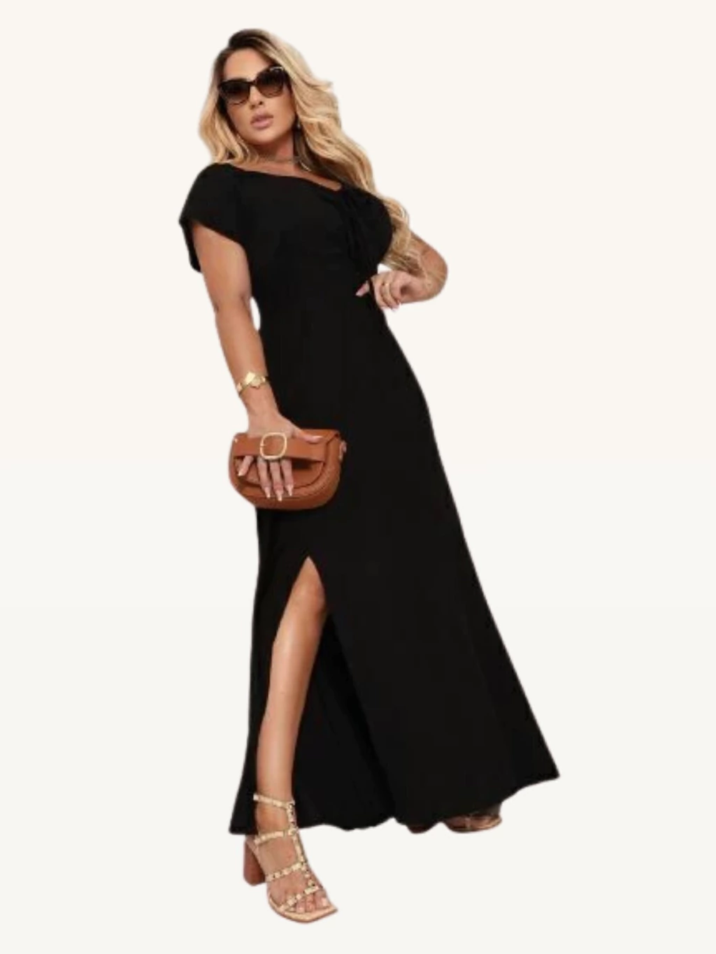 Vestido Longo Graça com Fenda e Laço Frontal — Class