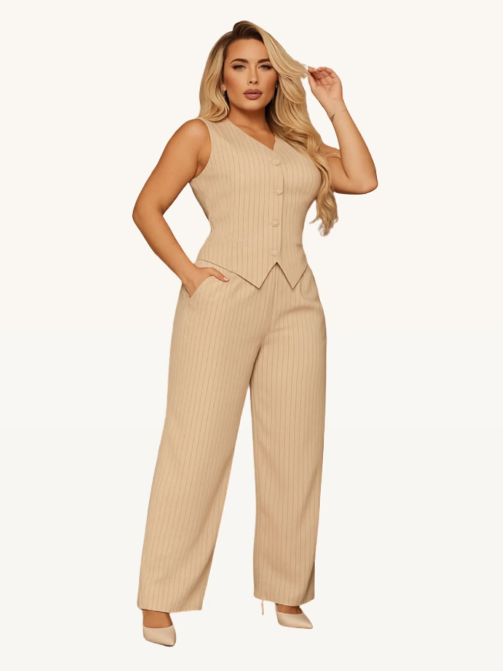 Conjunto Lúcia Alfaiataria com Colete e Calça Pantalona — Class