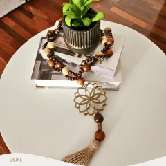 Colar de Mesa Madeira e Mandala - 70cm