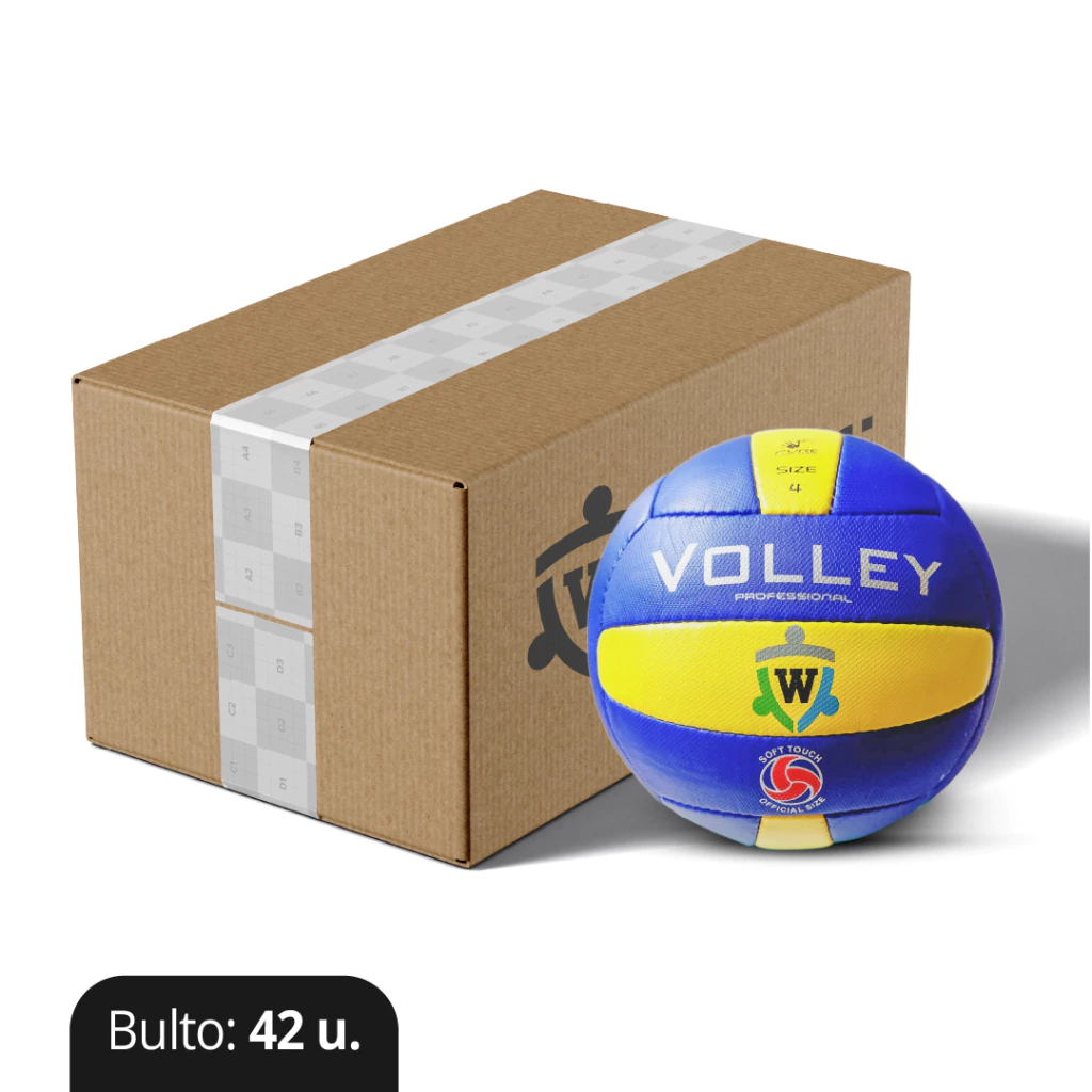 BULTO 42 U. - PELOTA DE VOLEY COSIDA ESCOLAR BICOLOR AZ/AM WOLFI