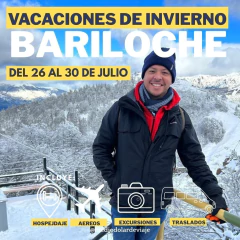 Bariloche Vacaciones de Invierno del 26 al 30 Julio 2026.