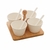 Conjunto 4 Molheiras com Suporte de Bambu Wolff - 16x16x16cm