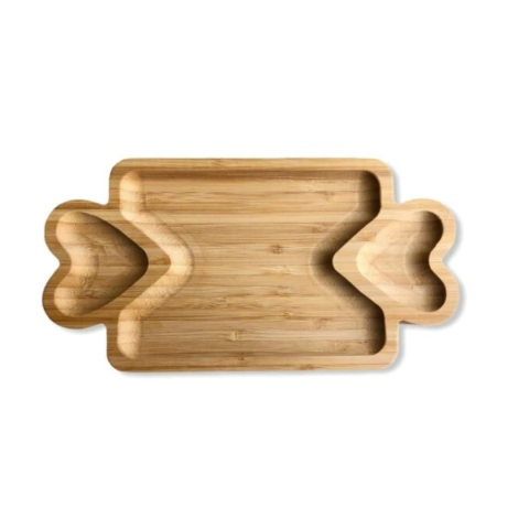 Petisqueira de Bambu com Molheira Coração - 26x14cm - comprar online