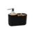 Kit Organizador de Banheiro com Dispenser 280ml Preto/Bambu Mood