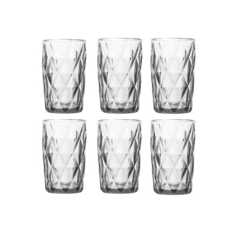 Conjunto 6 Copos Altos de Vidro Diamond 350ml