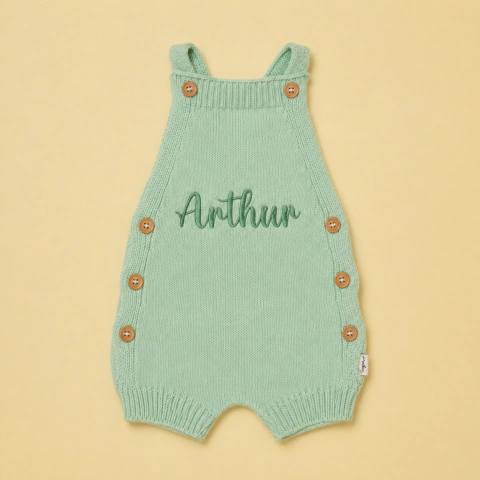 Romper Tricot Bordado Personalizado - Verde Pistache