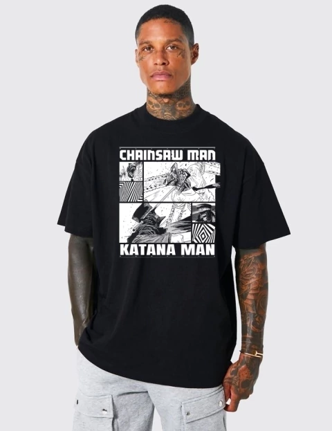 Remera oversized katana man - chainsaw man - comprar online