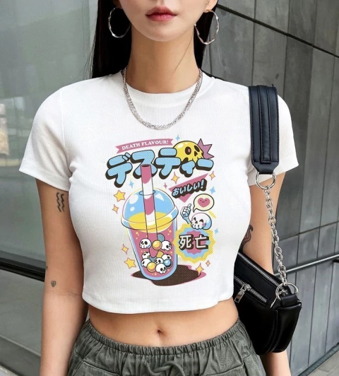 Remera baby tee Bubble tea calveritas - comprar online