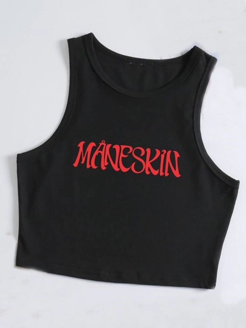 Top crop maneskin remera corta