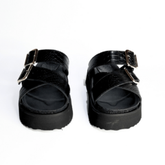 Sandalia baja "KORA"(Croco Negro) - Nahiara shoes