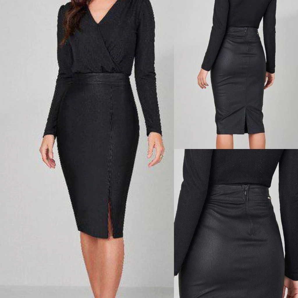 Saia lápis em couro